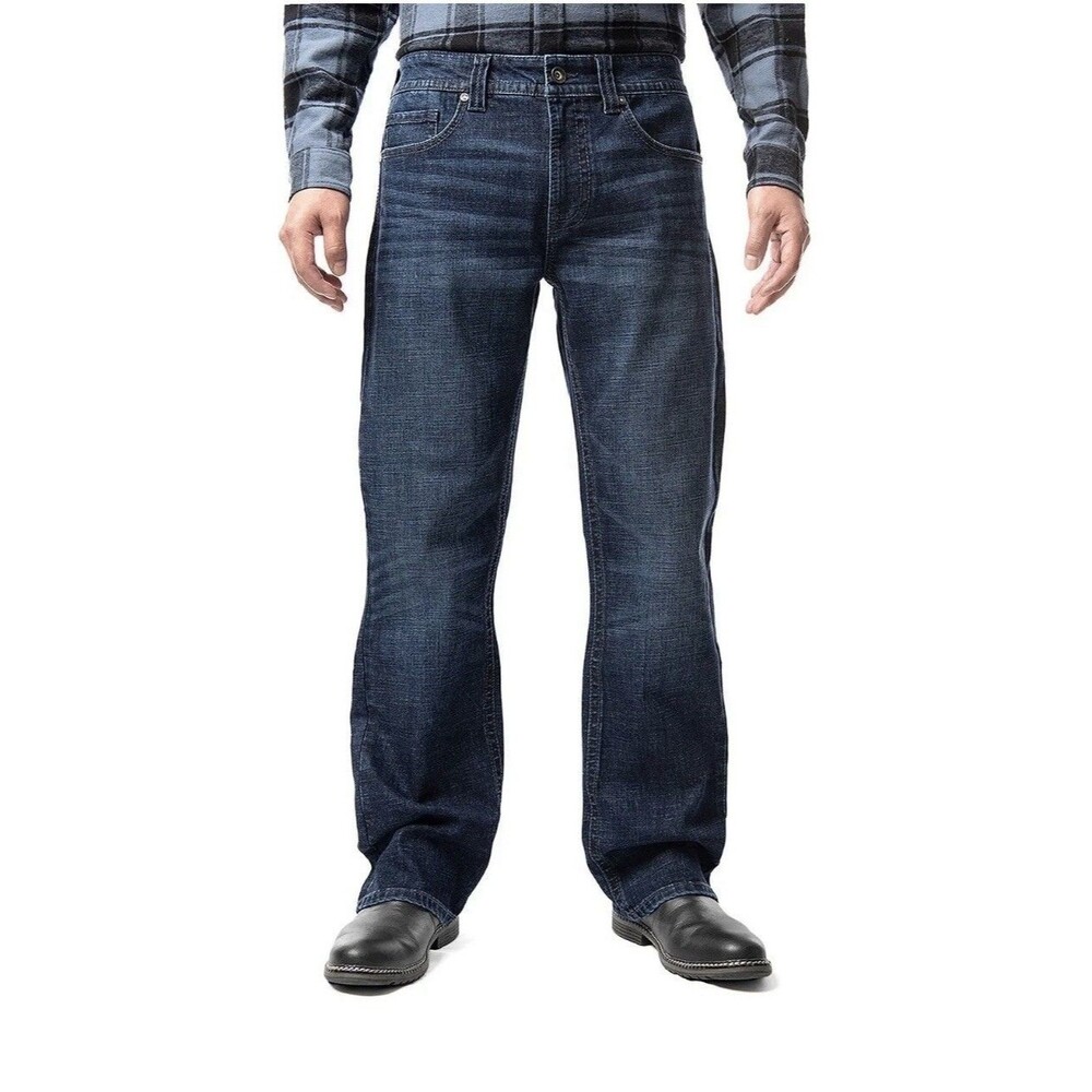 T K Axel Men's Slim Bootcut Stretch Jeans Dark Wash 34 X 32 Blue New With Tags